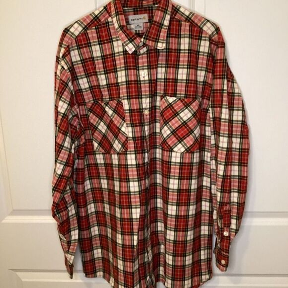 Mens Carhartt‎ Long sleeved plaid Flannel shirt XL - Picture 2 of 4